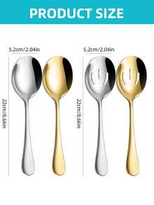 2/4pcs Stainless Steel Serving Cutlery Set With Gold And Silver Option, Serving Soup Spoon, Slotted Spoons, Flatware Serving Set, Ideal For Kitchen, Restaurants, Hotels, Weddings, Birthday Banquets, Christmas, New Year, Halloween, Valentine's Day, Thanksgiving Celebrations, And Other Festive Parties, Christmas Gift, Gift Givings-Christmas Party, Dishwasher Friendly, Kitchen Supplies, Service Utensils - Public Tableware Set - View 4