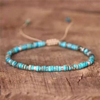 gxtbw 1pc Adjustable High-Quality Minimalist Jade Beaded Bracelet, Natural Stone Bracelet, Elegant Bracelet