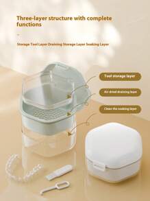 Tooth Socket Storage Box, Holder, Denture Box, Invisible Tooth Socket Cleaning Box, Portable Sealed Soaking Tooth Cleaning Box