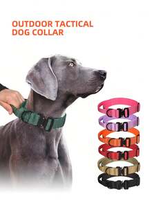 CP407 可调节战术狗项圈，适用于中大型犬 - 耐用尼龙，配有金属扣、D 形环和控制手柄 - 鲜艳的色彩，防爆，适合训练和散步 - 适合狗主人 - 非常适合户外活动和训练