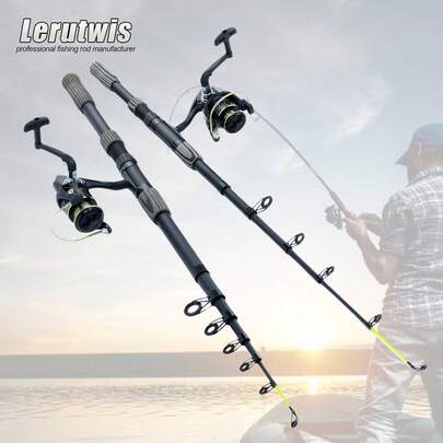 Lerutwis 2.1M-3.6M Cheap Mini Short Sea Fishing Rod Optional Reel Lure Spinning Carbon Telescopic Rod Fast Long Shot Trout Lake Sea Fish Rods Multifunction Travel