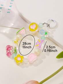 Acrylic Beaded Phone Lanyard DIY Cartoon Colorful Keychain Handle