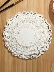 100 Pieces Round Paper Placemats, Paper Doilies, 6.5, 8.5, And 10.5 Inch Doilies For Food, Disposable Lace Paper Doilies For Tables, Crafts, Baby Showers, Parties, Wedding, Birthday, Tableware Decoration