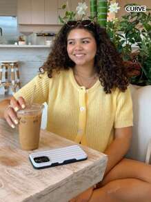 Spring And Summer Thin Fashion Casual Vacation Hundred Cream Crew Neck Short Sleeve Cardigan Sweater, Spring And Autumn Style Brunch Outfits For Women