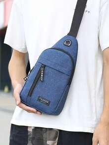 迷你胸包，男士时尚牛津布背包，韩版休闲防水单肩斜挎包，男士小包，男士单肩包，男士侧挎包，徒步配件包，防水腰包 - 灰色 - 查看 3
