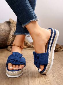 New Style Platform Wedge Heel Women's Fashion Sandals, Comfortable Casual Shoes,Spring Summer Outfits - Blue - View 2