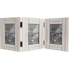 Triple Hinged 3 Picture Frame 4X6 Distressed Wooden Photo Frame For Tabletop Display Picture College Frame Holiday Christmas Home Decor - Trifold White 4X6 - View 1