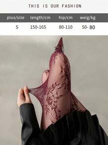 1 par de pantimedias retro francesas de alta gama con encaje de rosa, mallas de gran elasticidad, calcetines ajustadores de jacquard calados