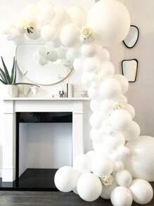 94 pièces/set Ballons en latex blanc mat de 5", 10", 12", 18" avec rubans, convient pour mariage, fiançailles, anniversaire, enterrement de vie de garçon, décoration de fête à thème, fête d'anniversaire