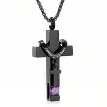 Forever In My Heart Cross Necklace With Birthstone - Fashion Pendant Memorial Jewelry For Ashes With Funnel Kit Included - Multicolor - View 15