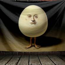 1pc Abstract Egg Person Printed Tapestry, Wall Decor, Ins Style, Polyester Tapestry, Living Room Bedroom Office Wall Decoration, College Dorm, Home Decor Party, Rectangular Hanging Kitchen Wall Decor With Drape, Comes With 3 Wall Nails And 2 Clips
