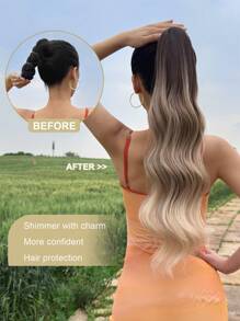 24" inch long synthetic wavy Curly Ponytail hair,black brown Claw Ponytail Extension Hair Long Natural Wavy Wave Heat Resistant Fiber Synthetic Hairpiece For Women Party cosplay Halloween Christmas Daily Used