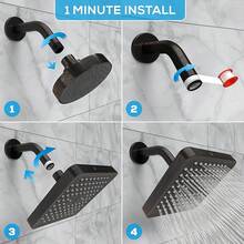 SparkPod Cabezal de regadera -Lluvia de alta presión -Diseño cromo moderno y lujoso -Instalación sencilla sin herramientas -El reemplazo ajustable perfecto para los cabezales de regadera de tu baños - Clásico aceptado en bronce - Cuadrado de 6" - Ver 3