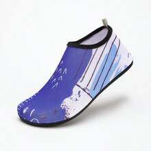 Minimalist Blue & White Patchwork Pattern Unisex Large Size Outdoor Fitness Shoes, Suitable For Beach, Vacation, Water Sports, Breathable & Quick-Dry Indoor Gym Sneakers