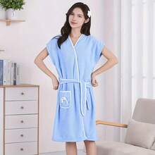 1pc Adult & Student 3D Pineapple Textured Solid Color Monk Robe, Soft, Warm, Casual, Suitable For Bathroom, Pool, Beach, All Seasons - View 6