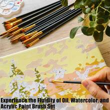 Set de 36 piezas de pinceles profesionales de artista - Pinceles de mango de madera versátiles para pintura al óleo, acrílica, acuarela - Desde trazos finos hasta amplios, pinceles para lienzo, de vuelta a la escuela, útiles escolares - Multicolor - Ver 5