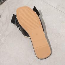 Women's Handmade Bow Flat Slippers, Fashionable Solid Color Open Toe Design, Non-Slip Comfortable Flat Sandals Suitable For Summer Wear, Perfect Casual And Daily Footwear Choice. Party Bow