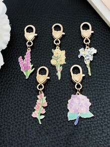 5pcs Cute Enamel Purple Rose Flower Keychains, Bag Charms Keychain Accessories, Suitable For Graduation, Holidays, Birthdays And Best Friend Gifts