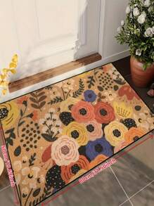 1pc [5mm Thick Anti-Slip] Spring&Summer Floral Patterned Doormat, Farmhouse Style Indoor/Outdoor Non-Slip Rug | Durable Polyester Material | Anti-Slip, Easy To Clean, Dirt-Resistant, Machine Washable | Entryway And Home Decor - Suitable For Room Decor, Small Carpet, Living Room Carpet, Bedroom Carpet, Kitchen Carpet, Bathroom Carpet, Area Rug - All Season Use, Holiday Decoration
