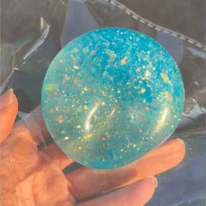 6厘米麦芽胶减压球，柔软挤压感官玩具，抗压力珍珠彩虹色慢回弹挤压球