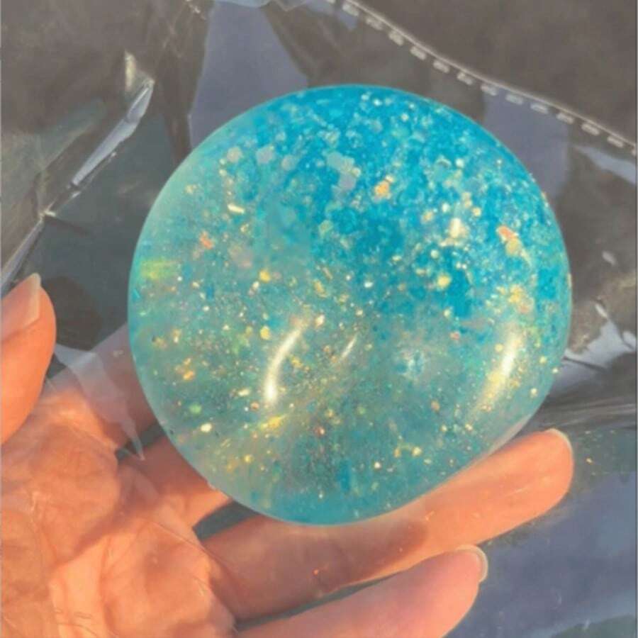6厘米麦芽胶减压球，柔软挤压感官玩具，抗压力珍珠彩虹色慢回弹挤压球