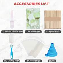 Miaowoof Homemade Popsicle Molds, 10-Cav Non-BPA Silicone Maker, With 50 Sticks, 50 Bags, 10 Reusable Sticks, Funnel, Brush And Recipe (Red) - White - View 6