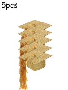 10/5 piezas Decoración de Graduación, Borla Miniatura Negra/Dorada de Birrete de Graduación, Birrete de Graduación con Borla para Copas, Apropiado para la Decoración de la Fiesta de Graduación, Decoración de Graduación DIY - Dorado - Ver 9