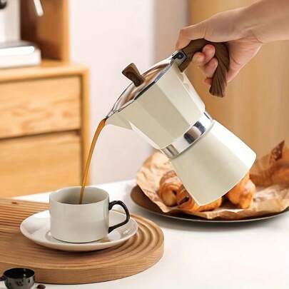 8-Sided Classic Moka Espresso Coffee Maker | Aluminum Stovetop Espresso Machine 150ml & 300ml - Manual, Reusable Filter, Wooden Handle, Great For Home, Office Or Camping