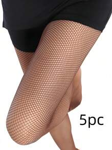 Para rajstop z siateczki do tańca latynoskiego w kolorze karmelowym z kroczem, skarpetki do tańca odporne na zużycie, siateczka w kształcie ryby