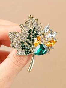 闪闪发光的多色水晶许愿树胸针，优雅的叶形胸针为任何服装增添节日气息，非常适合日常穿着或派对，适合深蓝色服装和配饰，适合女性的多用途珠宝礼物 - 混色鑽胸針 - 查看 9