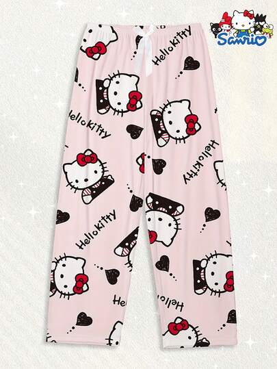 Sanrio Sanrio Hello Kitty Printed Cartoon Loose Pajama Pants, Comfortable Fit For Women, Suitable For Spring/Summer Seasons, Fall