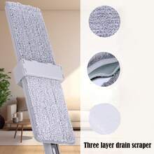 42cm加宽不锈钢平板拖把家用免手洗旋转拖把干湿两用可更换拖把垫玻璃清洁用品