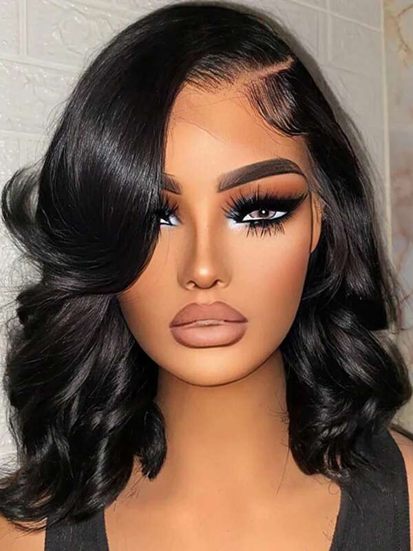 Glueless Body Wave Short Bob Wig Human Hair, Pre-Plucked 13x4 HD Lace Front, Curly Wave Style For Women Full Edges Pre-Plucked Lace Wig With Baby Hair Natural Looking