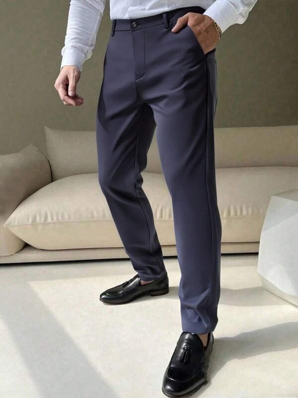 Pantaloni de costum ultra-subțiri pentru bărbați mari și înalți, mărime mare, pantaloni casual drepți și respirabili, lejeri, simpli, pentru bărbați, toamnă