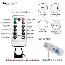 Novelty Indoor Decorative Lamp, USB Powered With Remote Control (Batteries Not Included), 8 Flashing Modes, Timing Function, Holiday Window Curtain Hanging Light For Christmas, Valentine's Day, Halloween And Other Festive Atmosphere Decoration, Single Party, Wedding Ceremony, Carnival Night