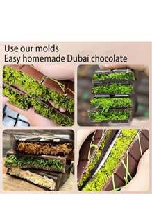 1 conjunto 2 peças Molde de Chocolate, Bandeja de Moldagem de Bloco de Chocolate de Silicone, Molde de Fabricação de Bloco de Chocolate de Dubai