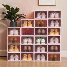 1 PC/5 PCS Shoe Box, Transparent White Shoe Box, PVC Material, Space Saving, Convenient Shoe Storage, 1 Or 5 Shoe Boxes, Essential For Living Room Entrance And Bedroom