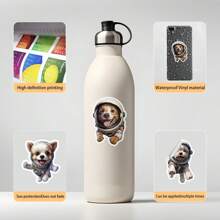 50 adesivos com design de cachorro espacial fofo de desenho animado, podem ser aplicados em copos de água, computadores, telefones, malas, skates, notebooks, desktops, guitarras, carros, capacetes e outros itens de decoração do dia a dia para adultos e adolescentes