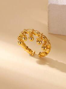 1 pieza Anillo ajustable vintage con cuentas en forma de ojo, color dorado, para mujer, joya de regalo para pareja de boda 2025 nueva