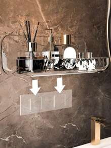 1 pieza Estante de almacenamiento para baño, estante de pared para artículos de tocador sin perforación para colgar en el baño
