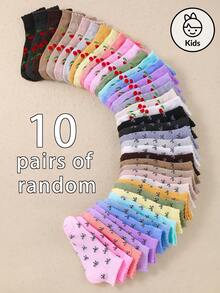 30 Pairs Kids' Socks Adorable Girls Ankle Socks With Cherries, Bows & Dots, Soft Everyday Socks For All Seasons (1-16Y) 10 Pairs Of Random