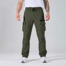 Herren Camouflage Cargohosen, minimalistisch-Lässig, japanischer Urlaubsstil-Lässig, Grundstil-Mode einfarbige Jogginghose mit Kordelzug und locker sitzender Passform mit Mehrfachtaschen, für Outdoor-Reisen, Sommer-Lässig-Wear