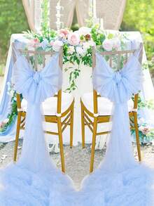 Summer Table Runner Light Blue Gauze Rustic Gauze Cloth Table Runner 39.37 Inch X 62.99 Inch For Wedding Bridal Shower Birthday Party Sheer Home Boho Decorations - Baby Blue - View 8