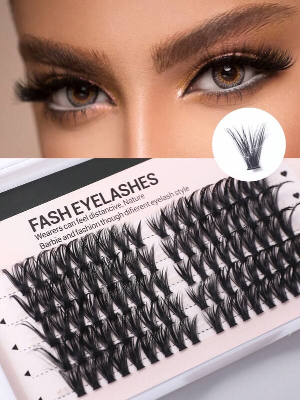 50P 90 pièces Clusters de cils Effet 3D, 160 pièces Cils Micro-fins Recourbe D Curl, Mélange Naturel Doux Extensions de cils DIY à domicile