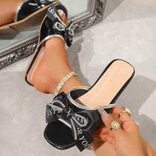 Women's Handmade Bow Flat Slippers, Fashionable Solid Color Open Toe Design, Non-Slip Comfortable Flat Sandals Suitable For Summer Wear, Perfect Casual And Daily Footwear Choice. Party Bow