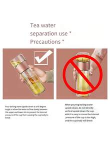 1 pieza Botella infusor de té, Botella de agua de vidrio de doble pared, Vaso para té con colador, Esterilla para hojas de té sueltas, Fabricante de té portátil, Vidrio borosilicato, a prueba de fugas, compartimento de té separado, para bebidas calientes/frías, viajes, oficina, uso doméstico, regalo de bienestar para adultos - Multicolor - Ver 9