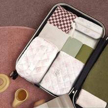 Juego de neceseres de algodón con estampado floral, bonito neceser de viaje para guardar artículos de aseo, regalo para mujer, neceser de viaje, maleta, bolsa de equipaje, ideal para el día a día, viajes, para guardar cosméticos. Juego de tres (grande, mediano y pequeño).