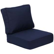 Juego de cojines para silla de patio Sunbrella de 25 x 25 x 6 pulgadas, resistente a la intemperie, con resortes embolsados individuales para silla de patio, sofá y sillón. - Azul Marino - Ver 1