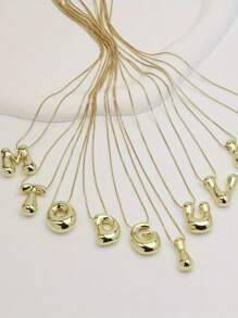 1 pieza Collar con colgante de letra redondeada de moda simple, color dorado