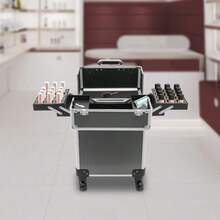 Rolling Makeup Train Case Professional Cosmetic Trolley Large Storage 4 Layers - as pic - View 4